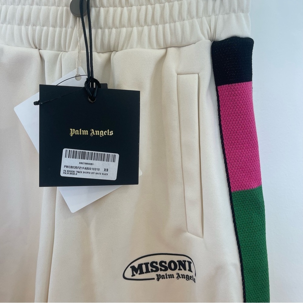 NWT Palm Angels x Missoni Collab Shorts Logo in cream / white - Picture 3 of 14